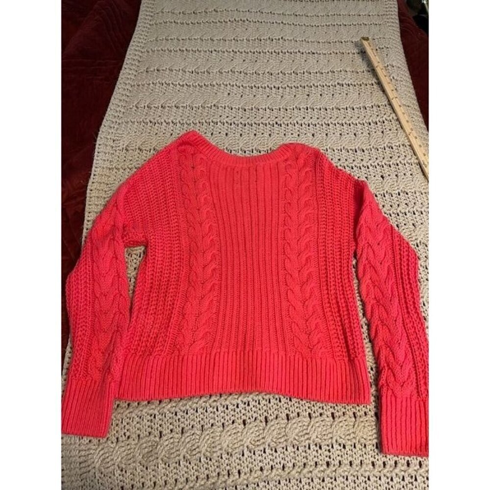 Abercrombie & Fitch Cable Knit Sweater WOMEN'S Size M Pink CHUNKY KNIT